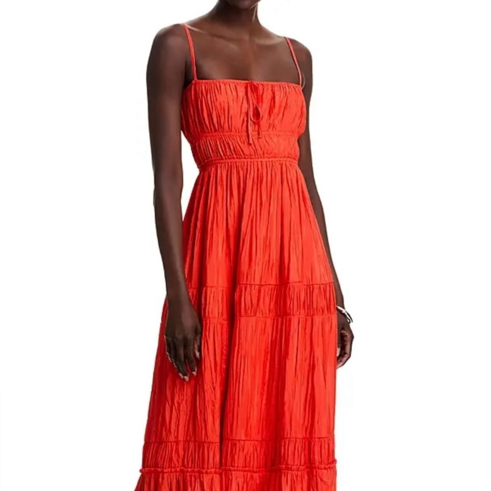 Aqua Vibrant Orange Midi Dress